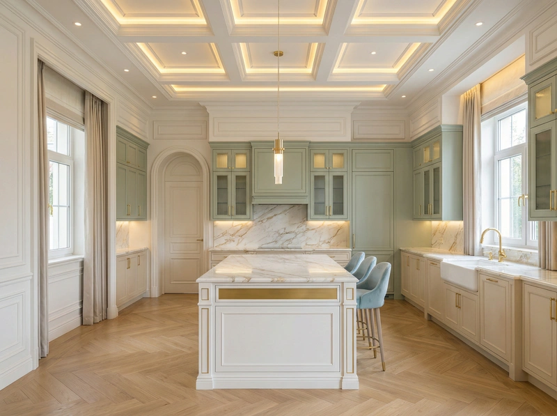 Дизайн интерьера в стиле Классика — Кухня от нейросети RoomGPT