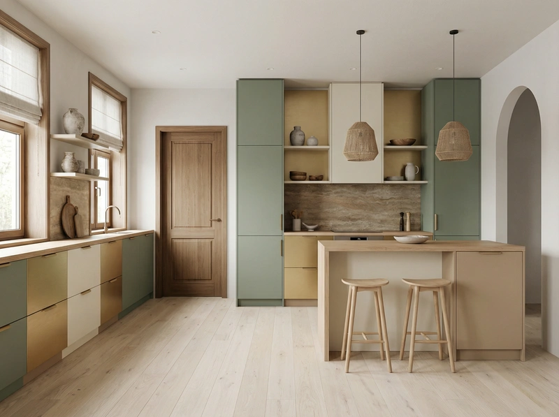 Дизайн кухни в стиле Japandi — фото интерьера от нейросети RoomGPT