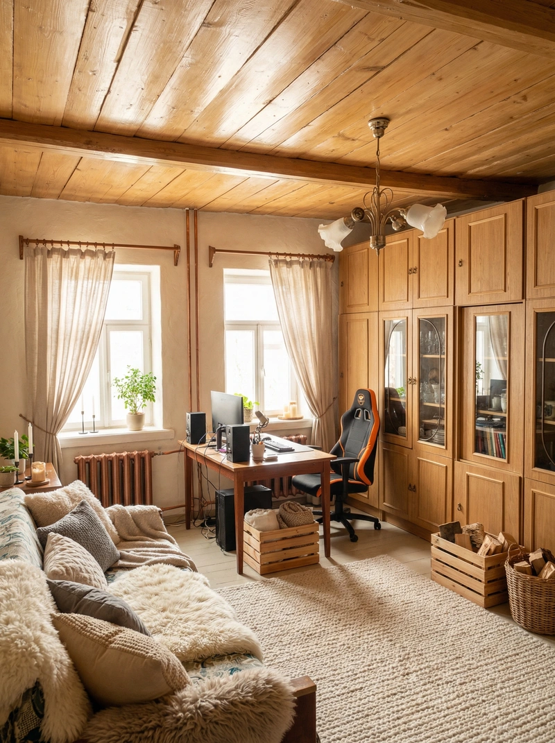 Дизайн интерьера в стиле Хюгге — Гостиная от нейросети RoomGPT