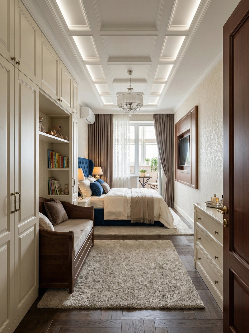 Дизайн спальни в стиле Классика — фото интерьера от нейросети RoomGPT