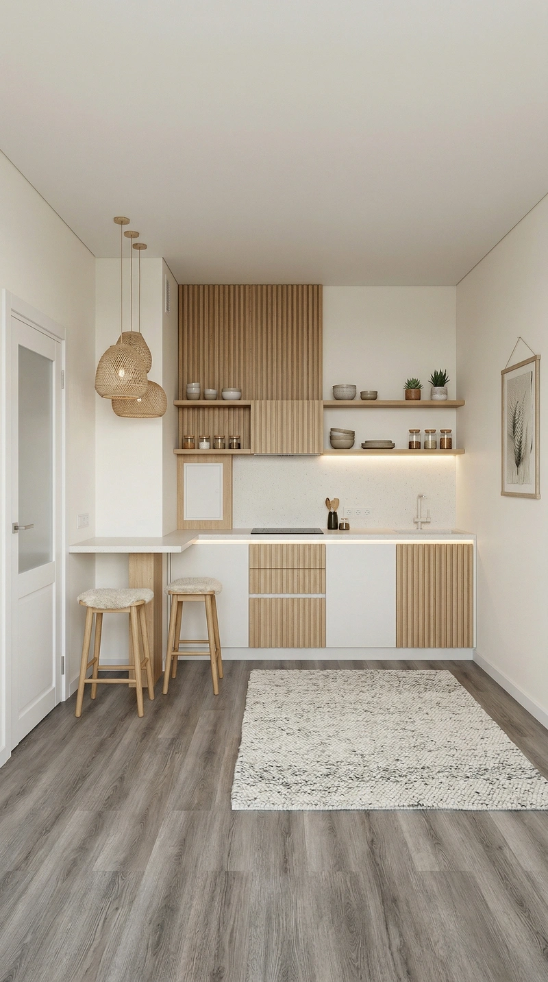 Дизайн кухни в стиле Хюгге — фото интерьера от нейросети RoomGPT