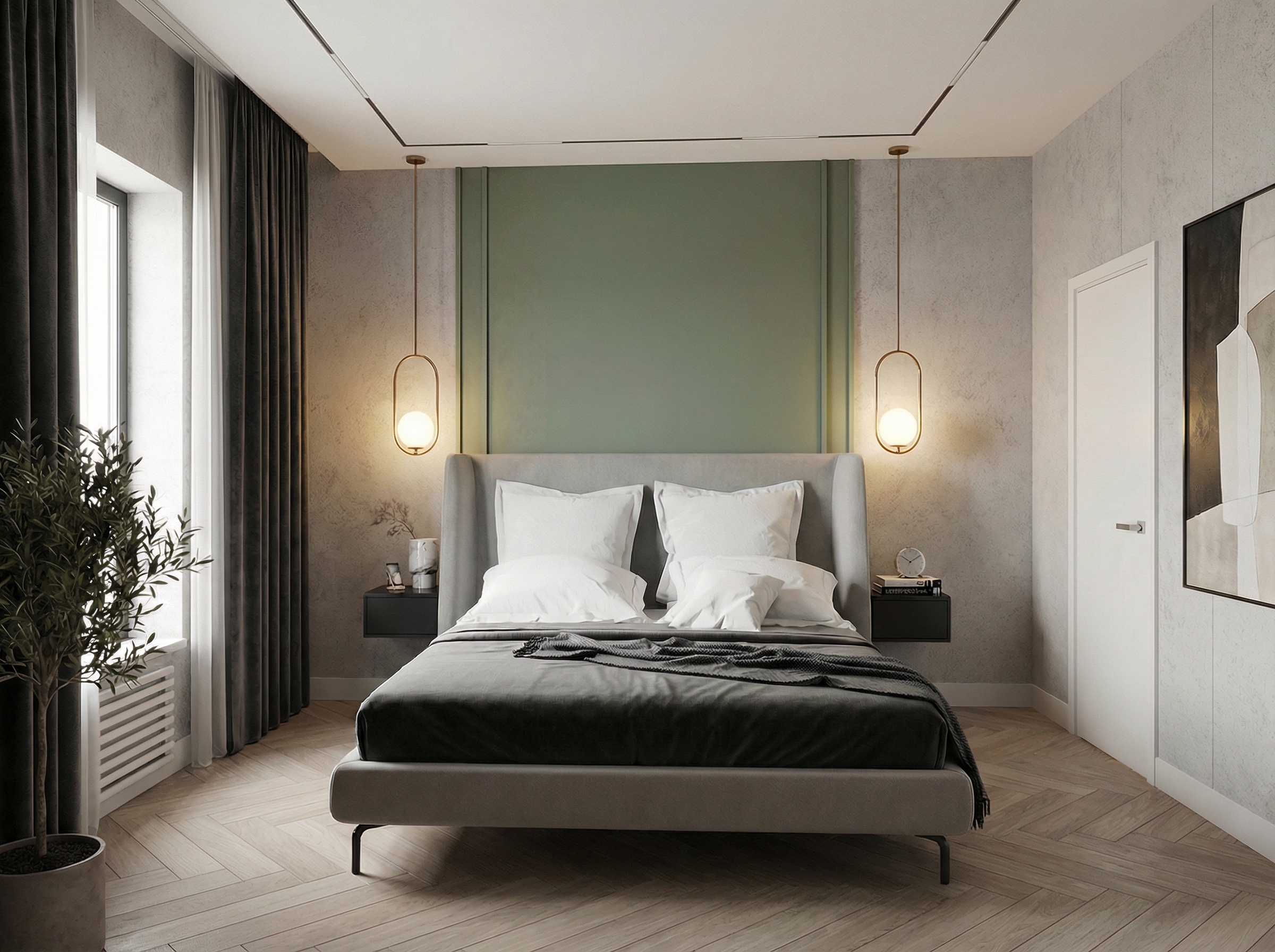 Дизайн спальни в стиле Контемпорари — фото интерьера от нейросети RoomGPT