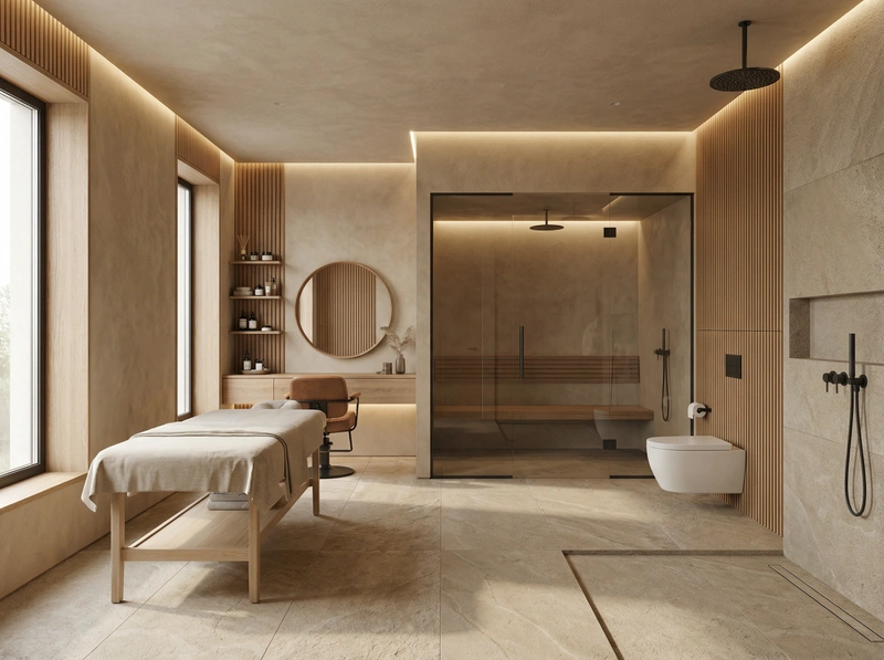 Дизайн ванной в стиле Japandi — фото интерьера от нейросети RoomGPT