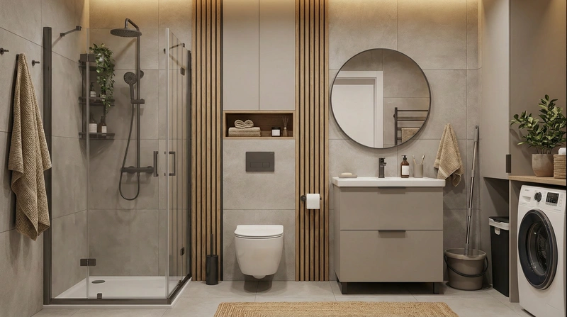 Дизайн ванной в стиле Хюгге — фото интерьера от нейросети RoomGPT