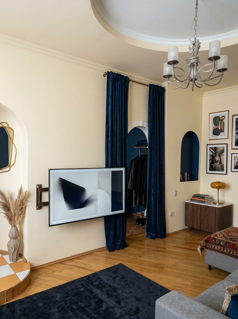 Дизайн интерьера в стиле Эклектика — Гостиная от нейросети RoomGPT