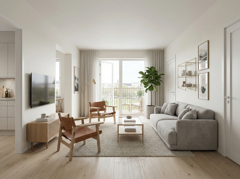 Дизайн гостиной в стиле Сканди — фото интерьера от нейросети RoomGPT