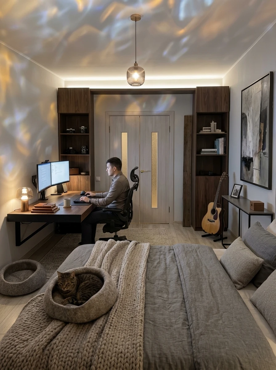 Дизайн кабинета в стиле Контемпорари — фото интерьера от нейросети RoomGPT