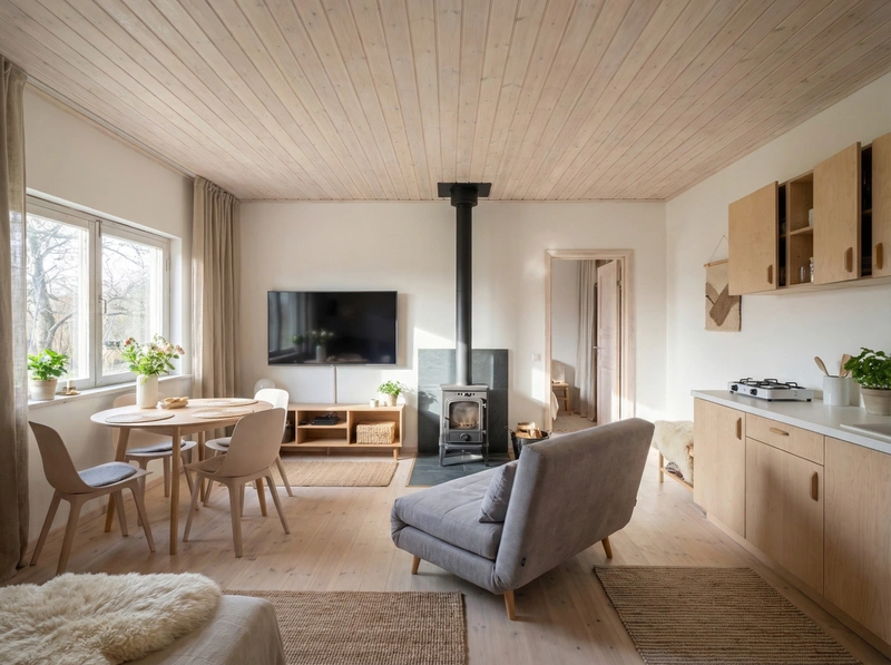 Дизайн интерьера в стиле Сканди — Гостиная от нейросети RoomGPT