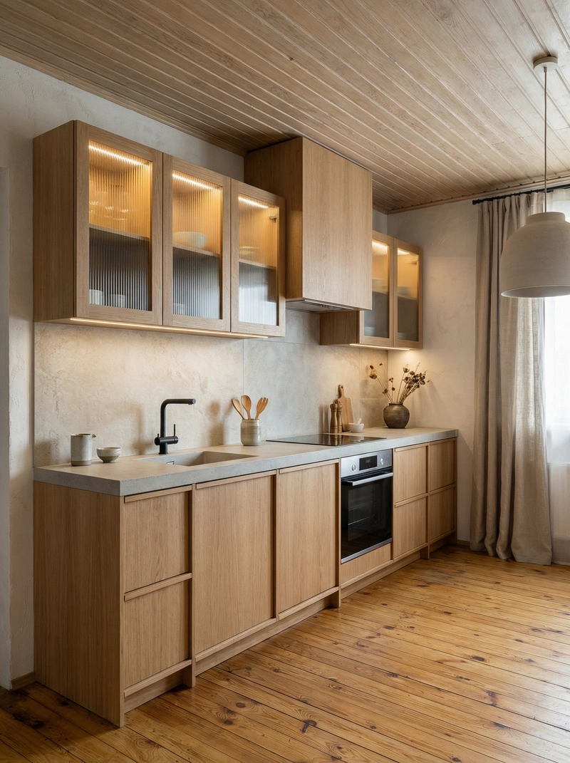 Дизайн кухни в стиле Japandi — фото интерьера от нейросети RoomGPT
