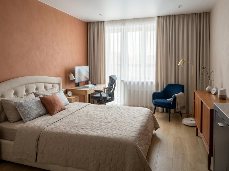 Дизайн интерьера в стиле Сканди — Спальня от нейросети RoomGPT