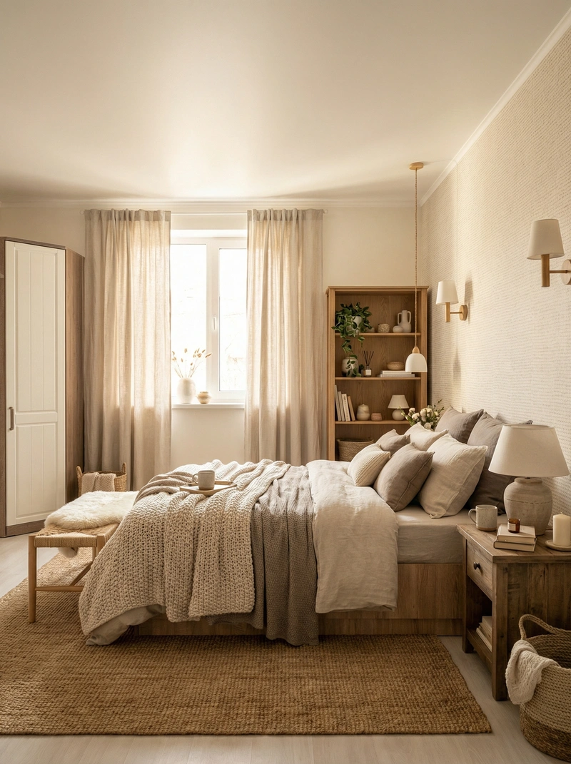 Дизайн интерьера в стиле Хюгге — Спальня от нейросети RoomGPT
