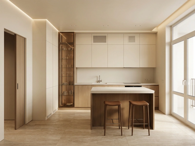 Дизайн интерьера в стиле Минимализм — Кухня от нейросети RoomGPT