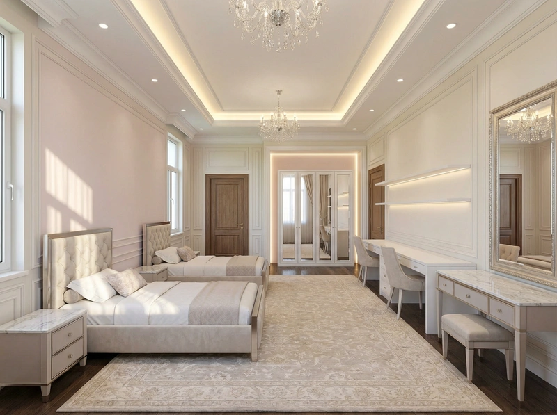 Дизайн детской в стиле Классика — фото интерьера от нейросети RoomGPT