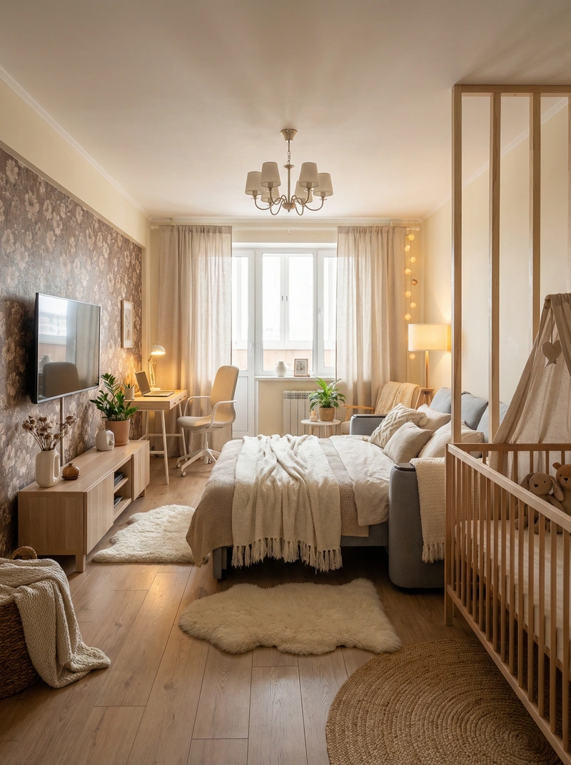 Дизайн интерьера в стиле Хюгге — Спальня от нейросети RoomGPT