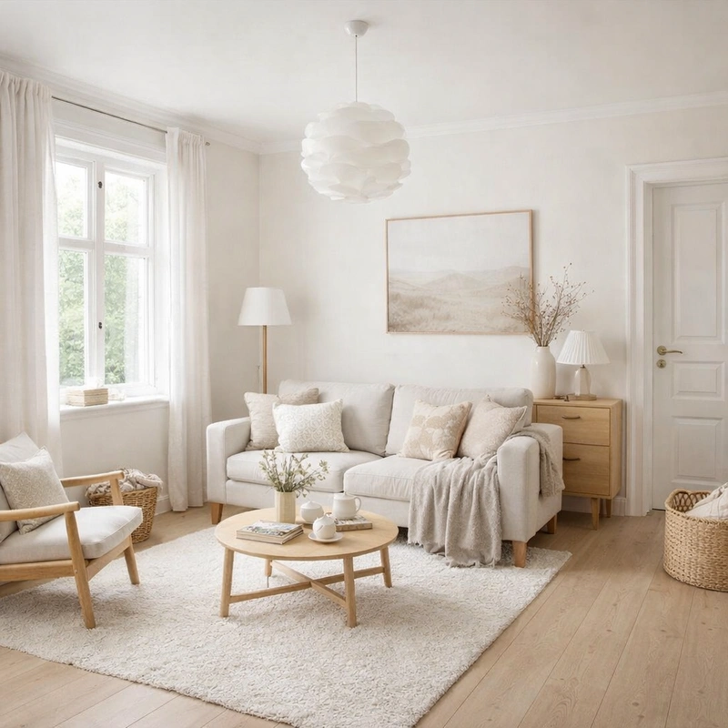 Дизайн интерьера в стиле Хюгге — Гостиная от нейросети RoomGPT