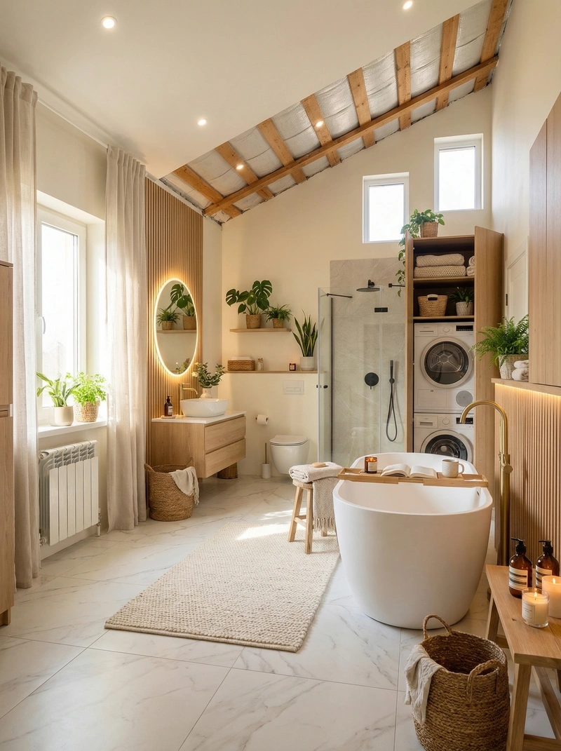 Дизайн ванной в стиле Хюгге — фото интерьера от нейросети RoomGPT