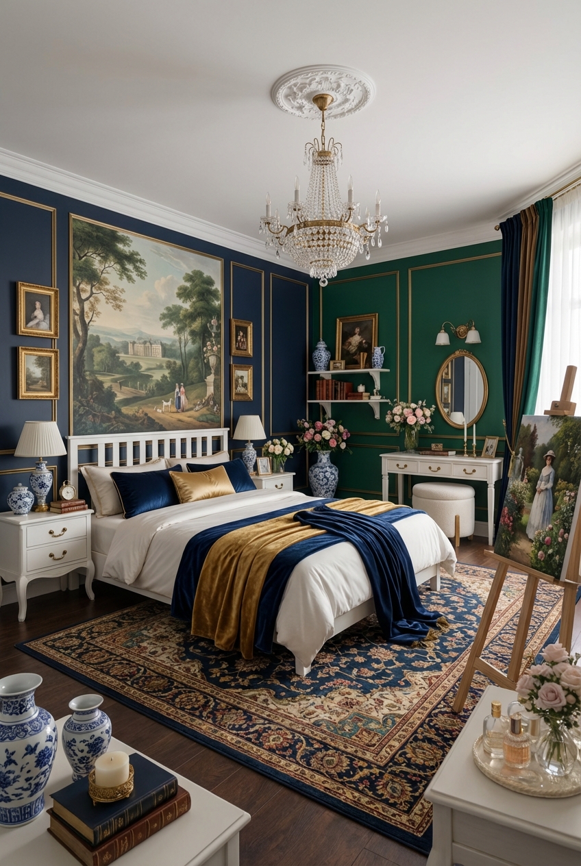 Дизайн спальни в стиле Британский — фото интерьера от нейросети RoomGPT