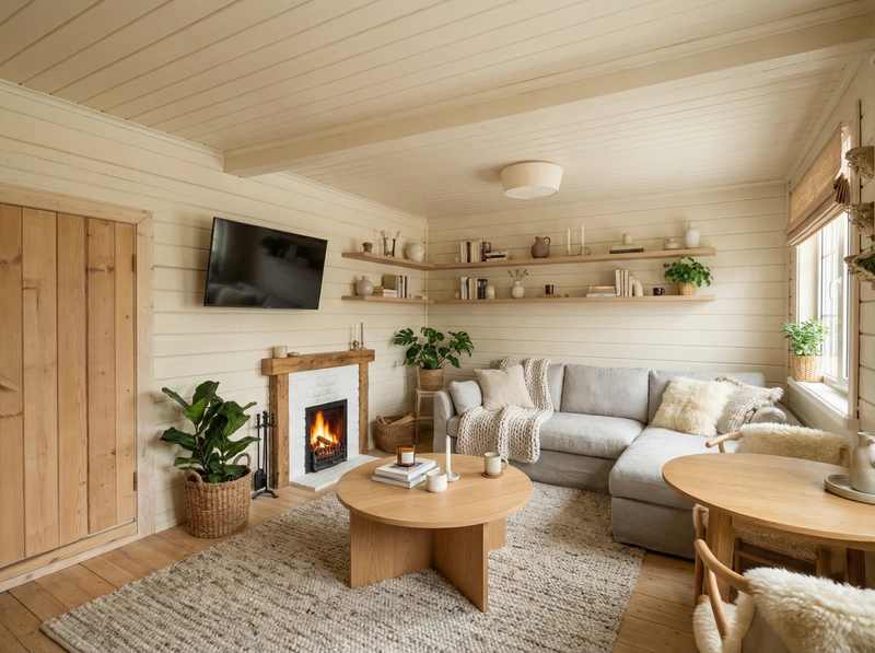 Дизайн интерьера в стиле Хюгге — Гостиная от нейросети RoomGPT