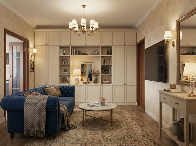 Дизайн интерьера в стиле Классика — Гостиная от нейросети RoomGPT