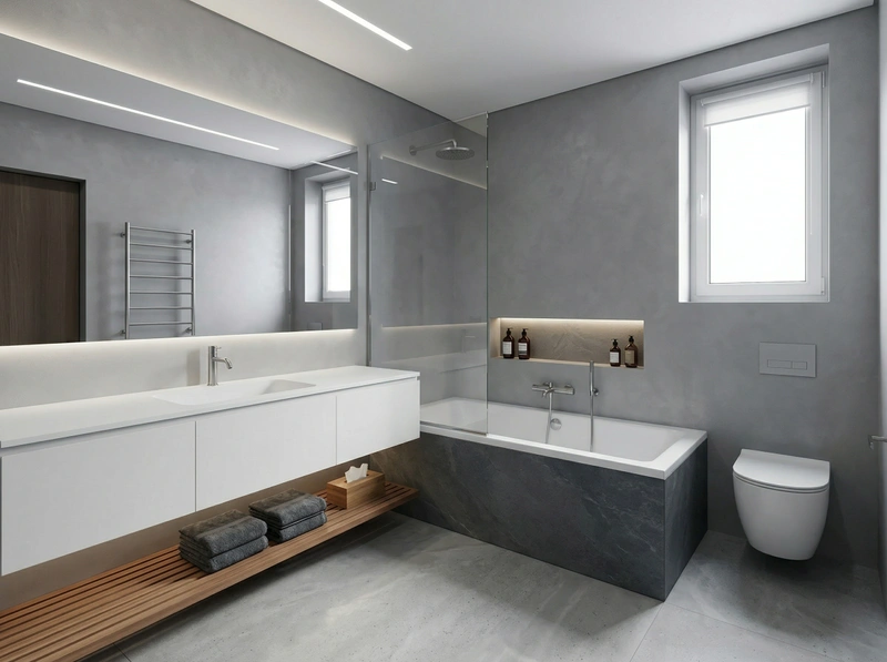 Дизайн ванной в стиле Минимализм — фото интерьера от нейросети RoomGPT