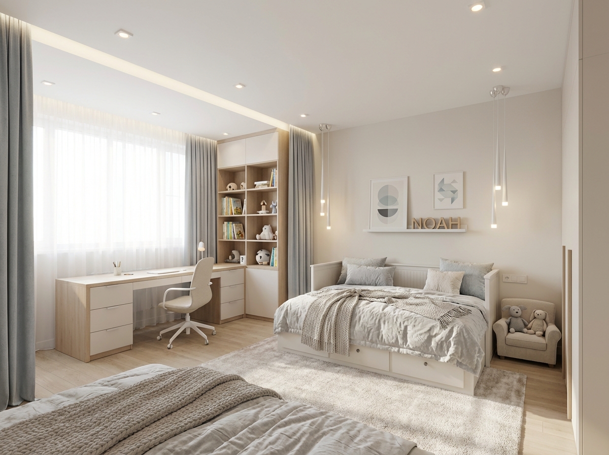 Дизайн детской в стиле Минимализм — фото интерьера от нейросети RoomGPT