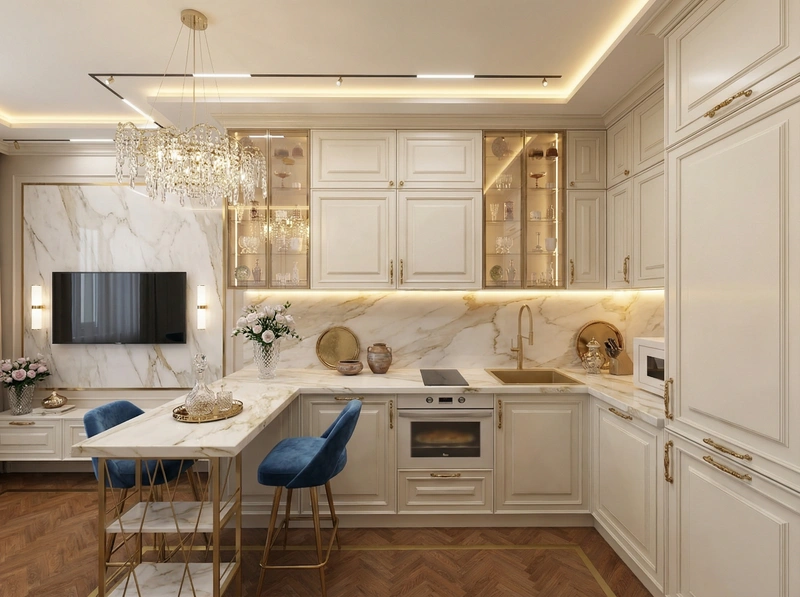 Дизайн интерьера в стиле Неоклассика — Кухня от нейросети RoomGPT