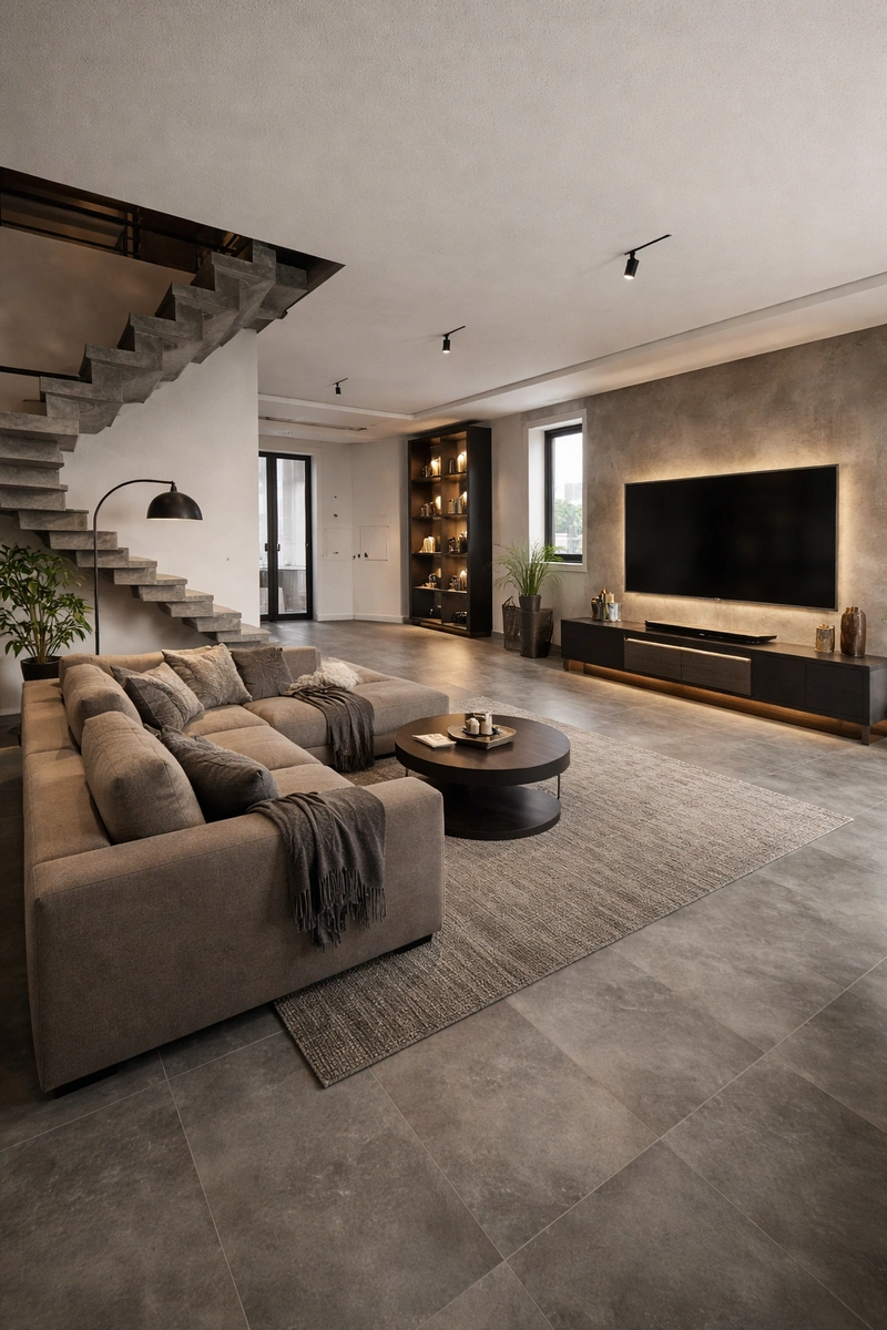 Дизайн гостиной в стиле Лофт — фото интерьера от нейросети RoomGPT