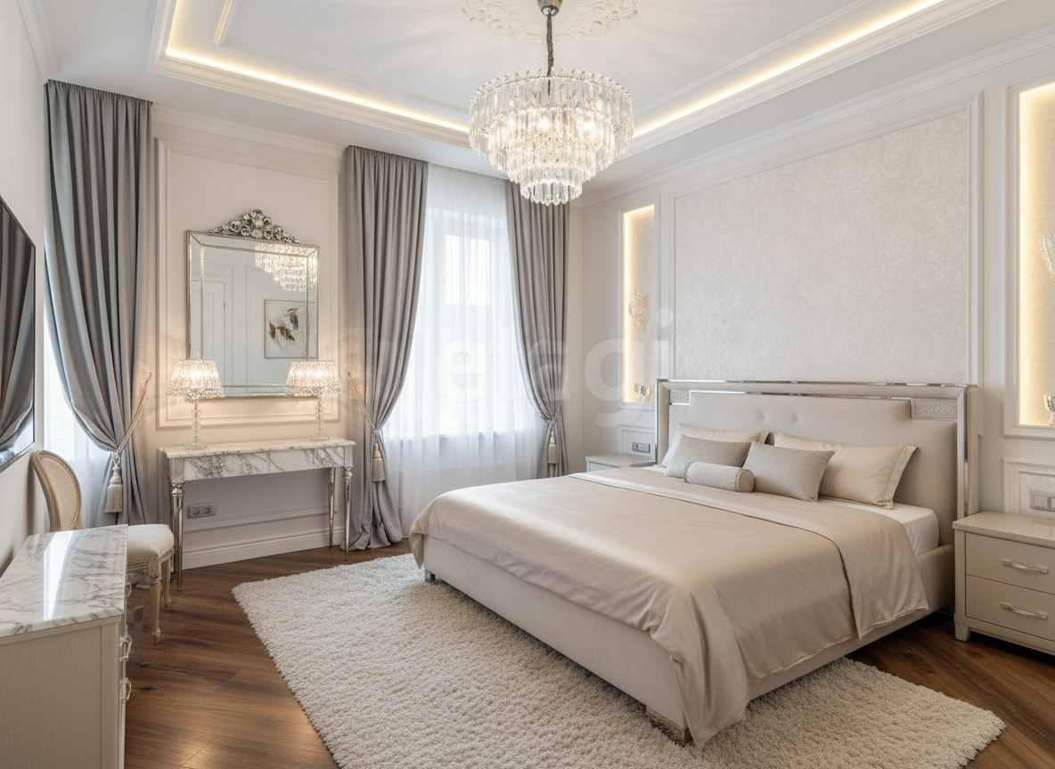 Дизайн спальни в стиле Классика — фото интерьера от нейросети RoomGPT