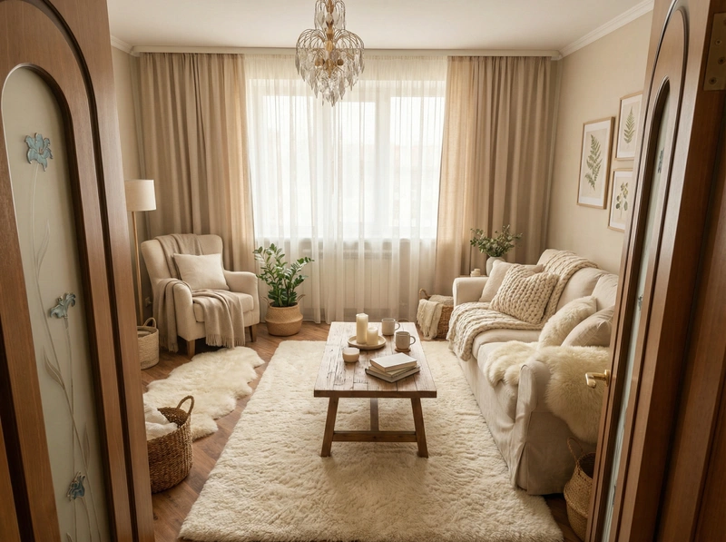 Дизайн интерьера в стиле Хюгге — Гостиная от нейросети RoomGPT