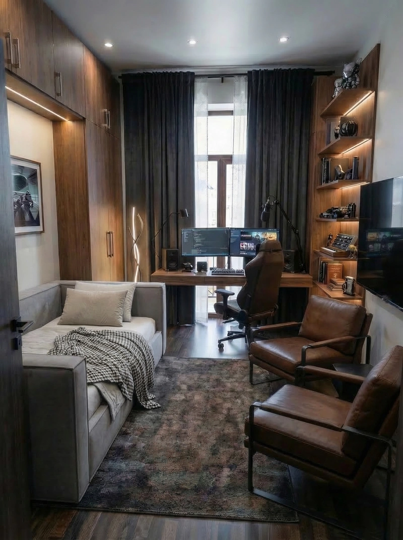 Дизайн гостиной в стиле Блэктэк — фото интерьера от нейросети RoomGPT