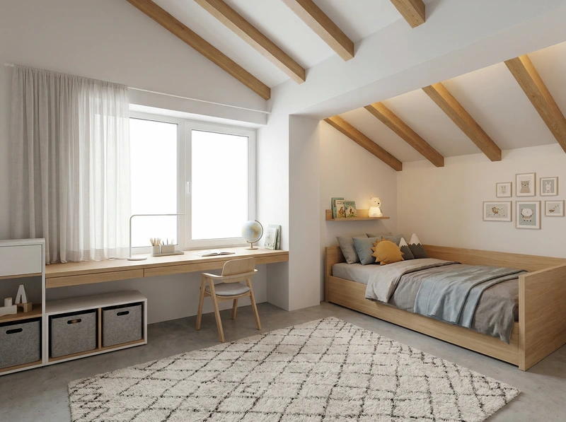 Дизайн детской в стиле Сканди — фото интерьера от нейросети RoomGPT