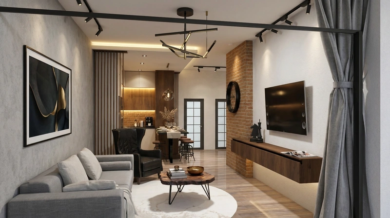 Дизайн интерьера в стиле Лофт — Гостиная от нейросети RoomGPT