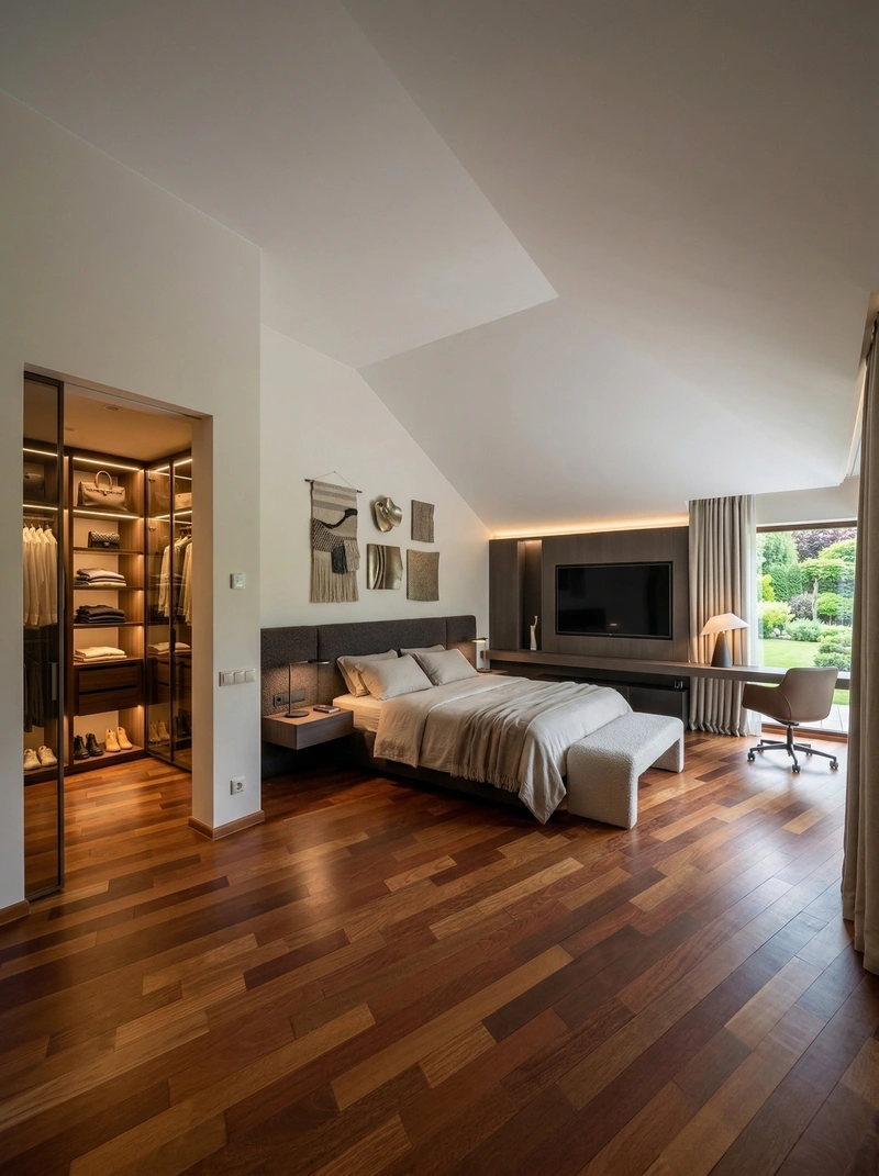 Дизайн спальни в стиле Контемпорари — фото интерьера от нейросети RoomGPT