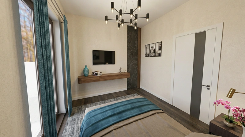 Дизайн интерьера в стиле Контемпорари — Спальня от нейросети RoomGPT