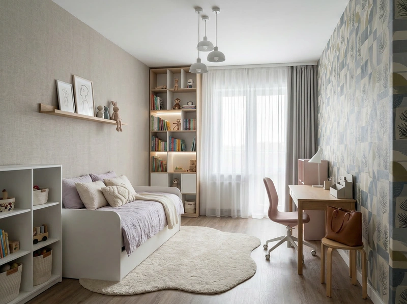 Дизайн детской в стиле Сканди — фото интерьера от нейросети RoomGPT