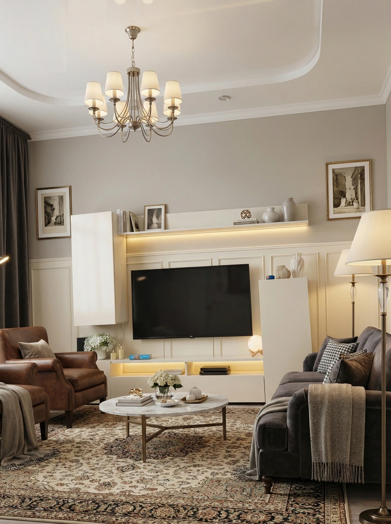 Дизайн интерьера в стиле Классика — Гостиная от нейросети RoomGPT