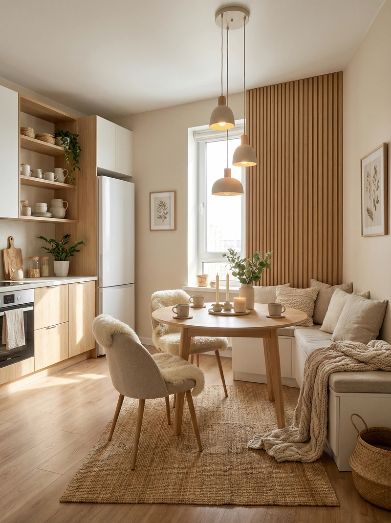 Дизайн интерьера в стиле Хюгге — Кухня от нейросети RoomGPT