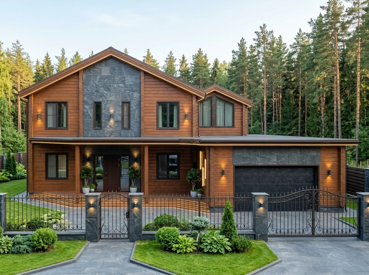 Дизайн фасада в стиле Контемпорари — фото фасада от нейросети RoomGPT