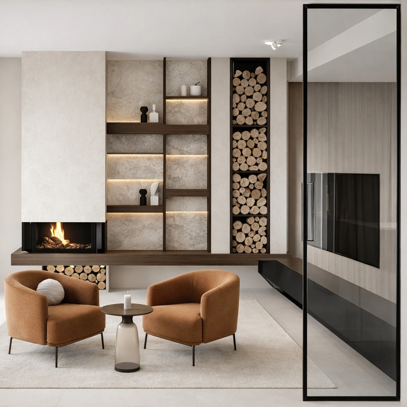 Дизайн интерьера в стиле Минимализм — Гостиная от нейросети RoomGPT