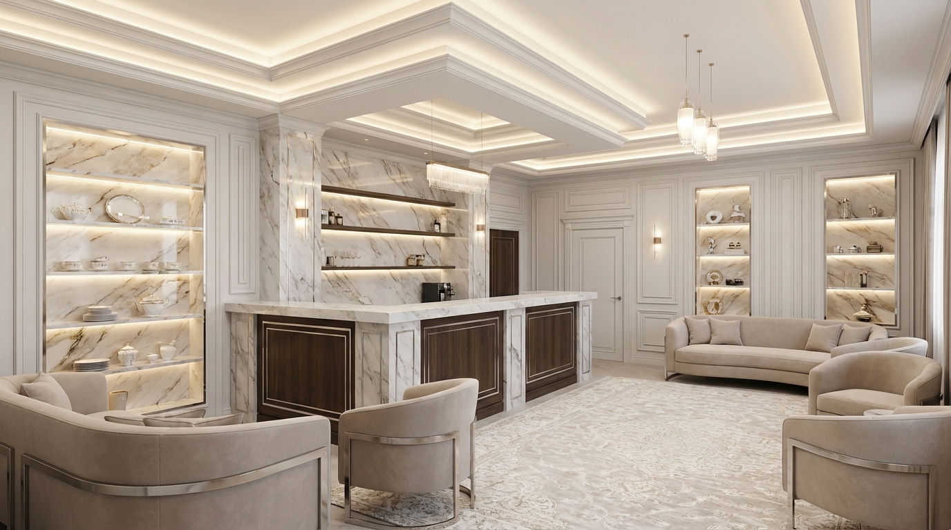 Дизайн гостиной в стиле Классика — фото интерьера от нейросети RoomGPT