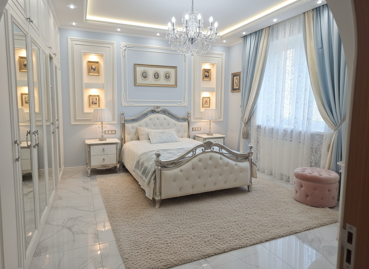 Дизайн спальни в стиле Классика — фото интерьера от нейросети RoomGPT