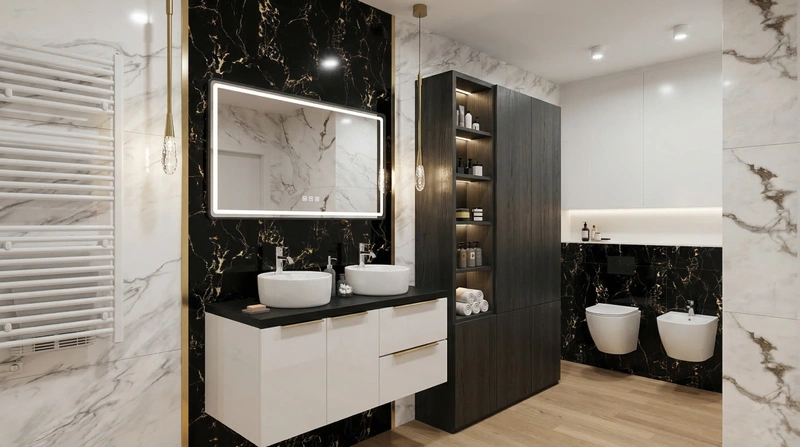 Дизайн ванной в стиле Контемпорари — фото интерьера от нейросети RoomGPT