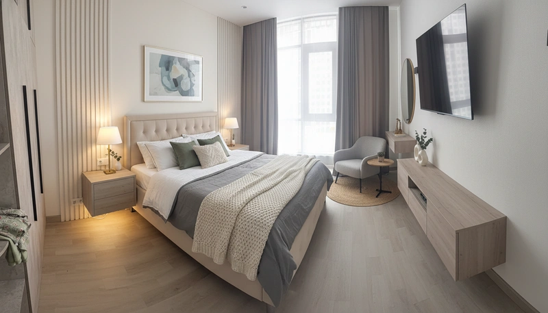 Дизайн интерьера в стиле Сканди — Спальня от нейросети RoomGPT