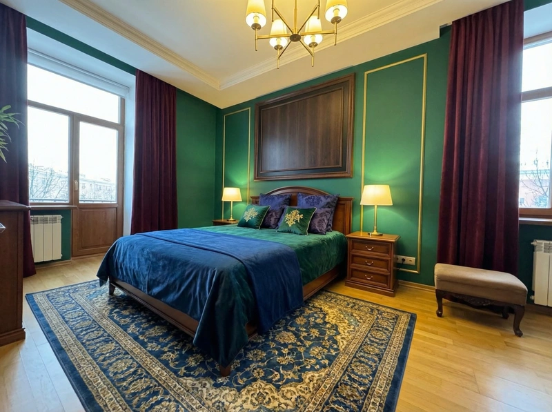 Дизайн спальни в стиле Британский — фото интерьера от нейросети RoomGPT