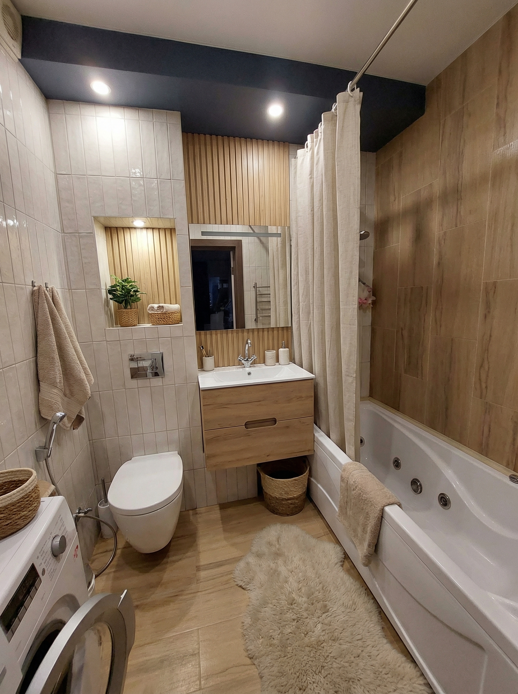 Дизайн ванной в стиле Хюгге — фото интерьера от нейросети RoomGPT