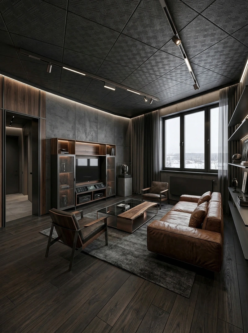 Дизайн гостиной в стиле Блэктэк — фото интерьера от нейросети RoomGPT