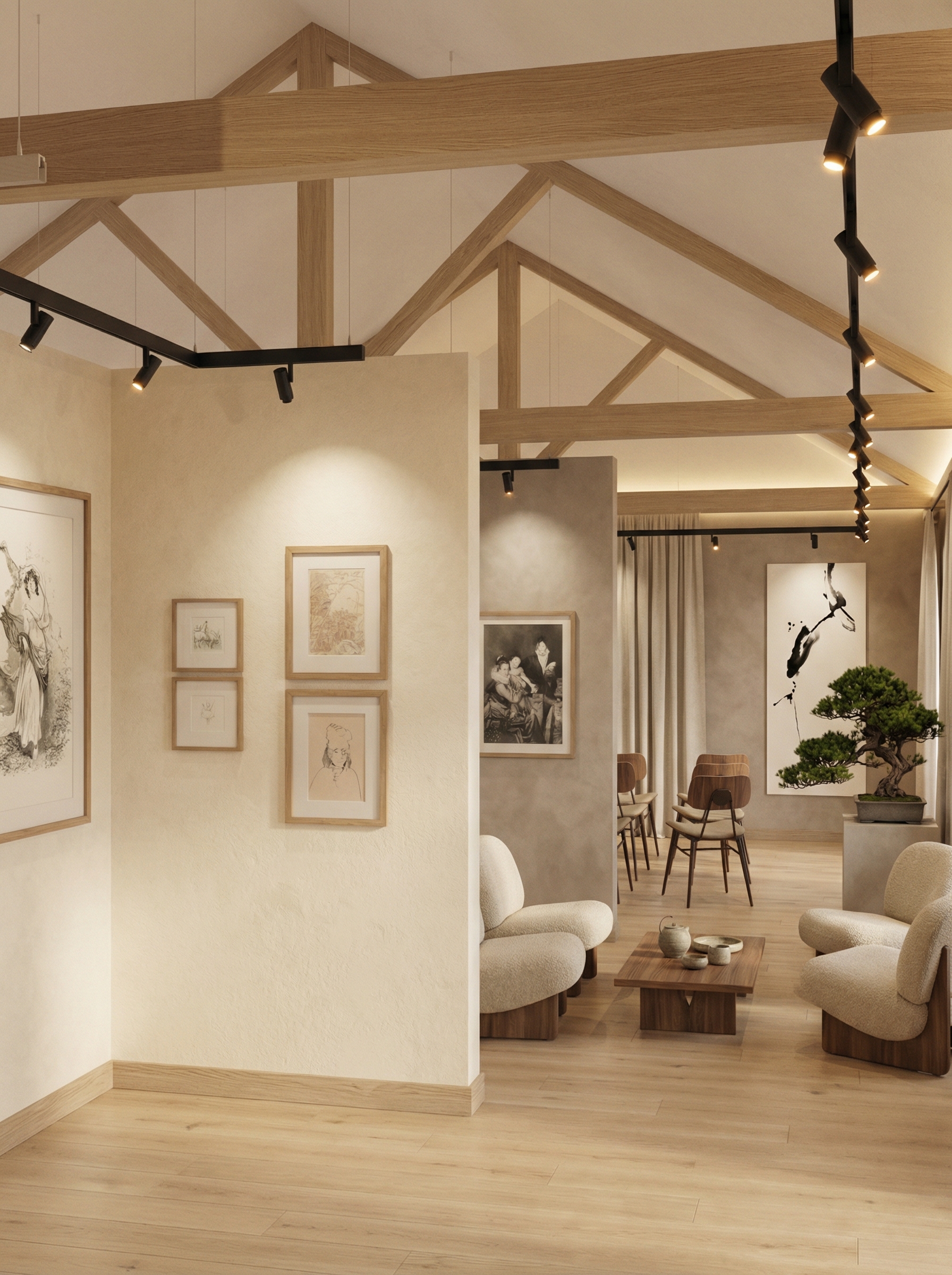 Дизайн гостиной в стиле Japandi — фото интерьера от нейросети RoomGPT