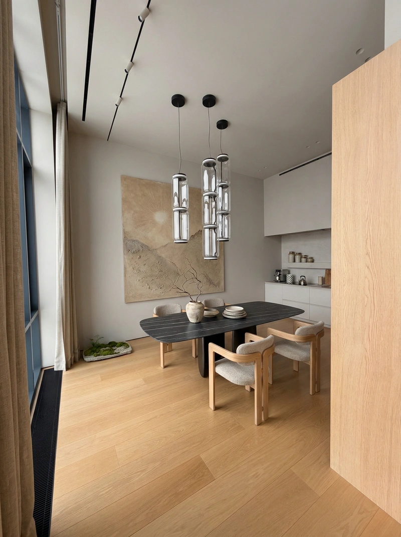 Дизайн кухни в стиле Japandi — фото интерьера от нейросети RoomGPT