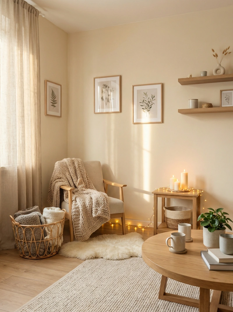 Дизайн интерьера в стиле Хюгге — Гостиная от нейросети RoomGPT