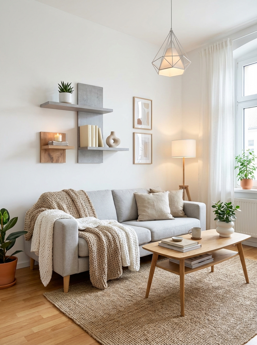 Дизайн гостиной в стиле Хюгге — фото интерьера от нейросети RoomGPT